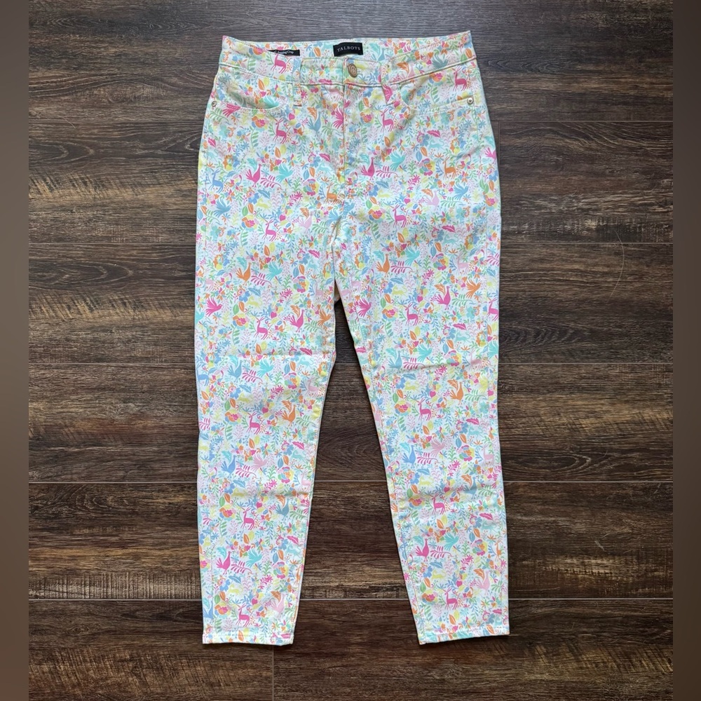 Talbots Floral Jegging Crop Pants Size 6 | Pastel Print Stretch Crops